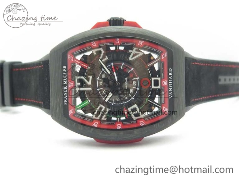 Vanguard Racing Carbon TWF Best Edition Red Skeleton Dial on Black Rubber Strap NH35A