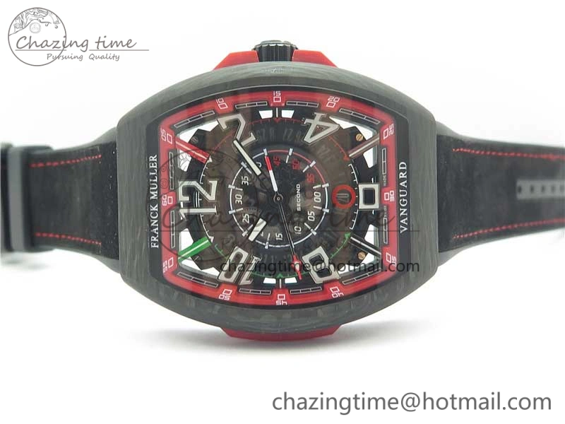 Vanguard Racing Carbon TWF Best Edition Red Skeleton Dial on Black Rubber Strap NH35A