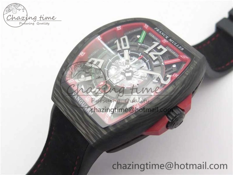 Vanguard Racing Carbon TWF Best Edition Red Skeleton Dial on Black Rubber Strap NH35A