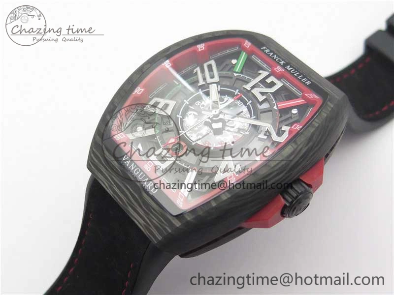 Vanguard Racing Carbon TWF Best Edition Red Skeleton Dial on Black Rubber Strap NH35A