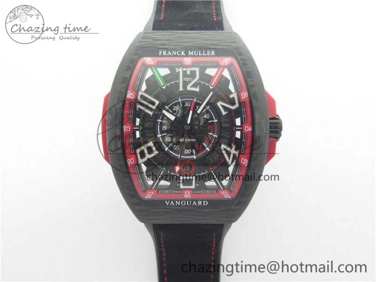 Vanguard Racing Carbon TWF Best Edition Red Skeleton Dial on Black Rubber Strap NH35A
