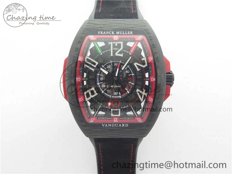 Vanguard Racing Carbon TWF Best Edition Red Skeleton Dial on Black Rubber Strap NH35A