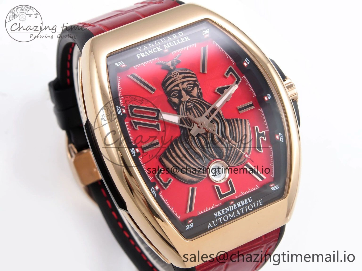 Vanguard Skenderbeu RG ABF Best Edition Red Dial on Red Leather Strap A2824