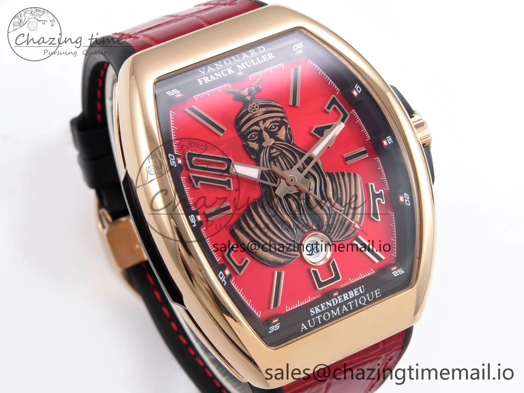 Vanguard Skenderbeu RG ABF Best Edition Red Dial on Red Leather Strap A2824
