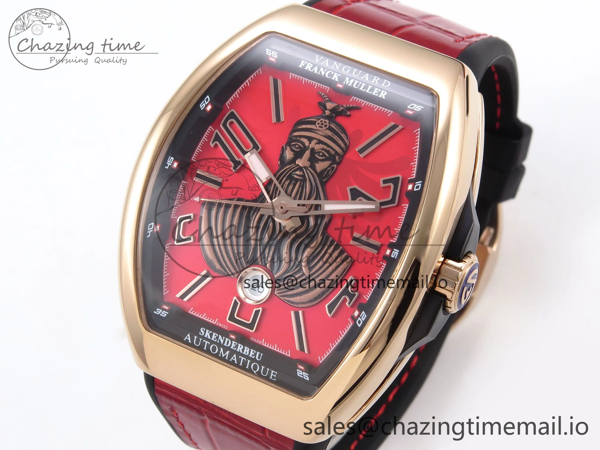 Vanguard Skenderbeu RG ABF Best Edition Red Dial on Red Leather Strap A2824