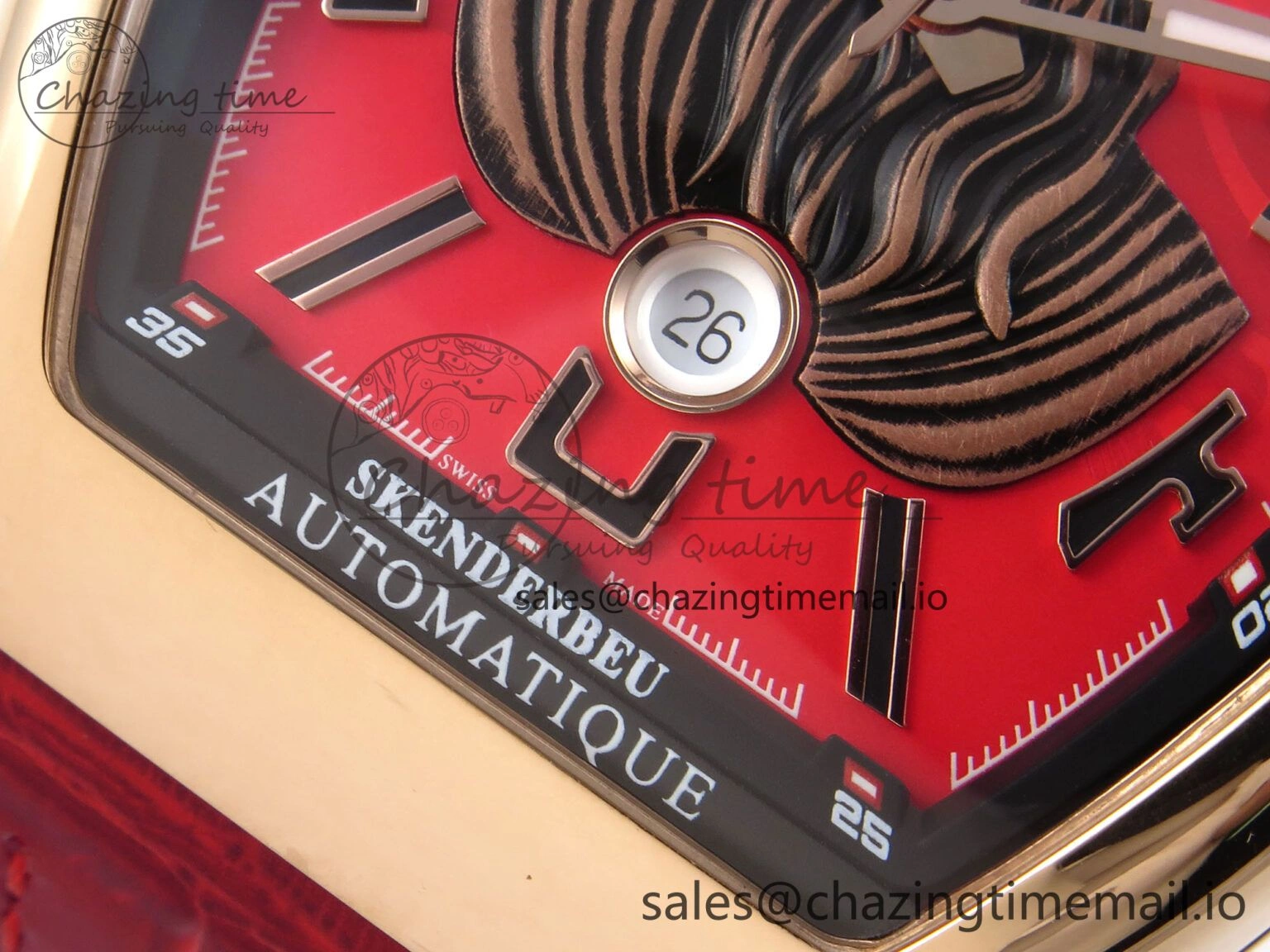 Vanguard Skenderbeu RG ABF Best Edition Red Dial on Red Leather Strap A2824