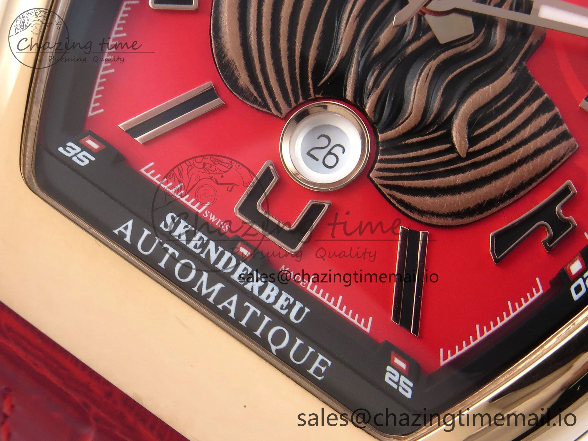 Vanguard Skenderbeu RG ABF Best Edition Red Dial on Red Leather Strap A2824