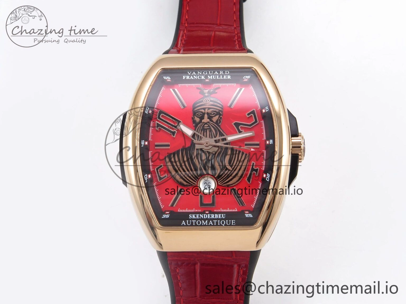 Vanguard Skenderbeu RG ABF Best Edition Red Dial on Red Leather Strap A2824
