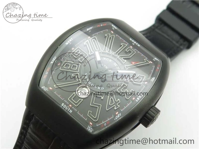 Vanguard V45 All Black DLC ZF 1:1 Best Edition Black Dial on Black Rubber Strap MIYOTA 9015