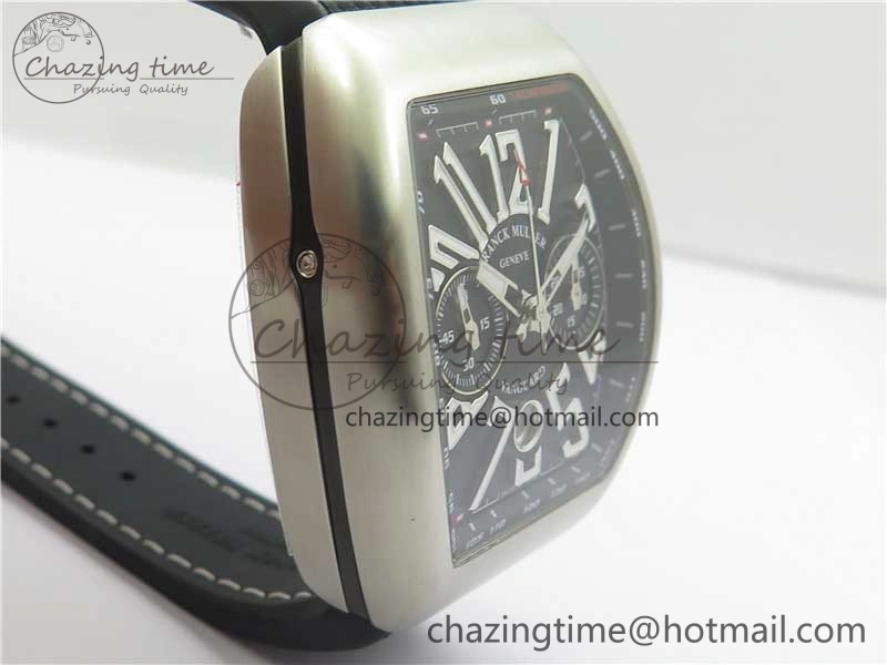 Vanguard V45 Chrono Brushed SS ABF Best Edition Black Dial on Rubber Strap A7750