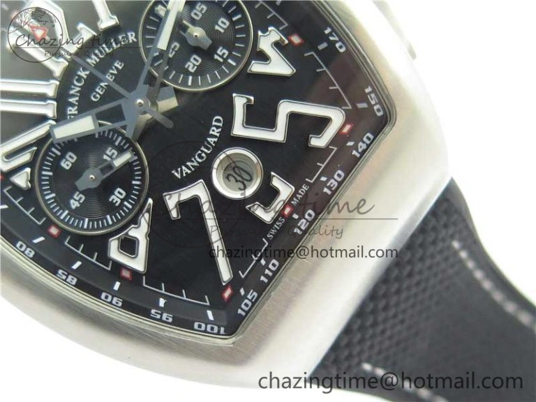 Vanguard V45 Chrono Brushed SS ABF Best Edition Black Dial on Rubber Strap A7750