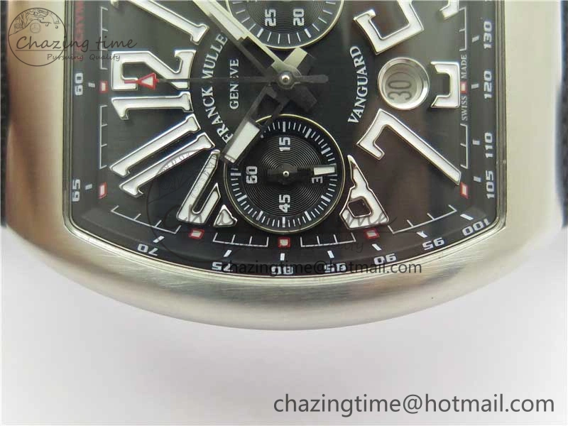 Vanguard V45 Chrono Brushed SS ABF Best Edition Black Dial on Rubber Strap A7750