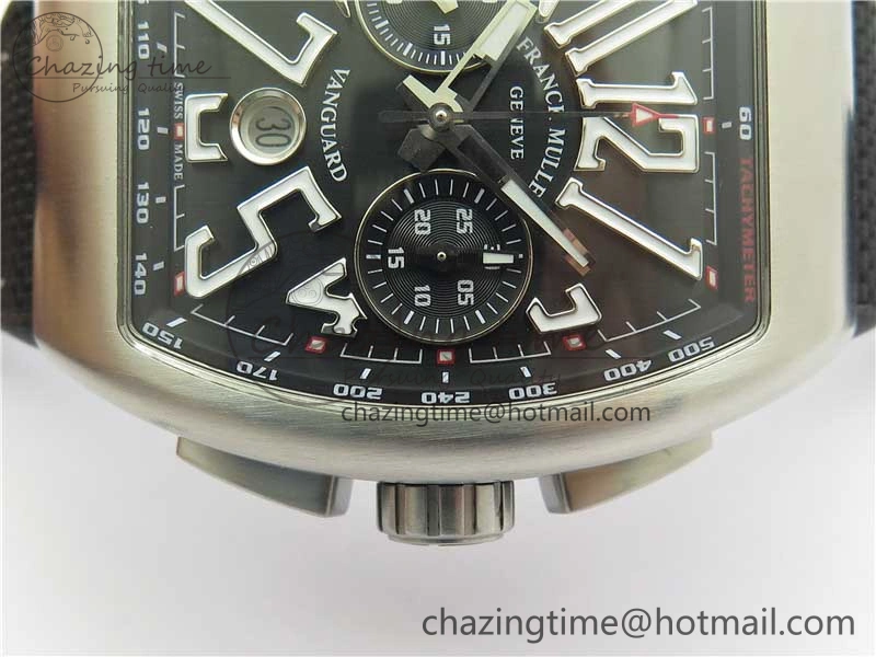 Vanguard V45 Chrono Brushed SS ABF Best Edition Black Dial on Rubber Strap A7750