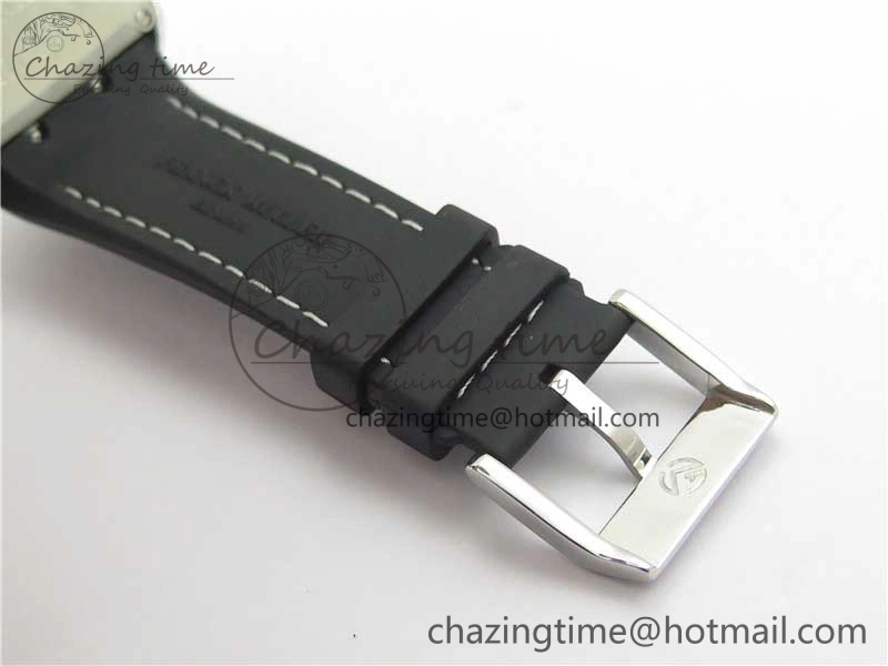 Vanguard V45 Chrono Brushed SS Pave Crystals ABF Best Edition Black Dial on Rubber Strap A7750