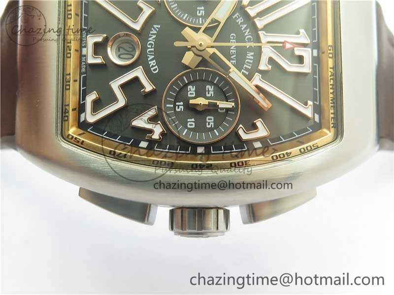 Vanguard V45 Chrono Brushed SS RG ABF Best Edition Gray Dial on Gummy Strap A7750