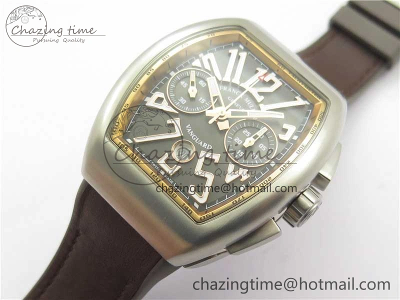 Vanguard V45 Chrono Brushed SS RG ABF Best Edition Gray Dial on Gummy Strap A7750