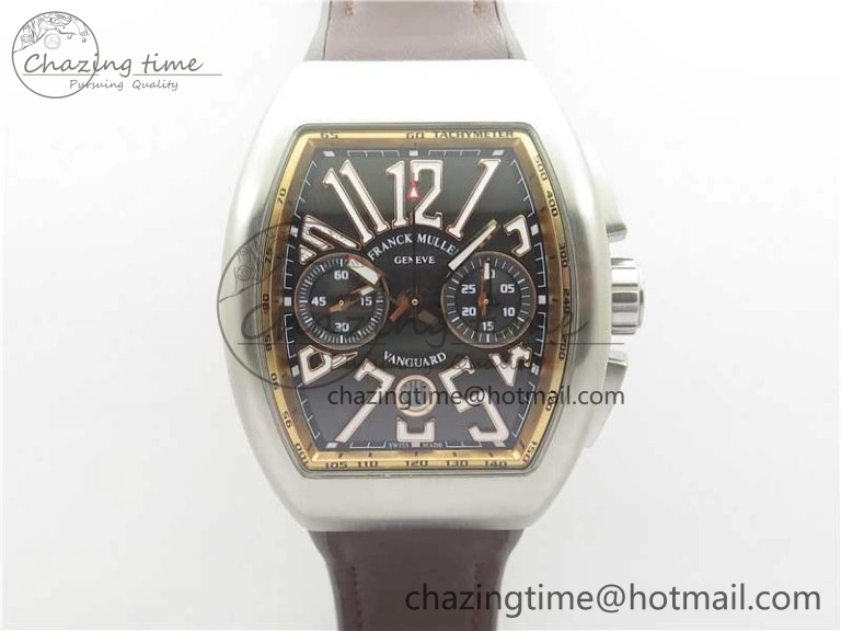 Vanguard V45 Chrono Brushed SS RG ABF Best Edition Gray Dial on Gummy Strap A7750