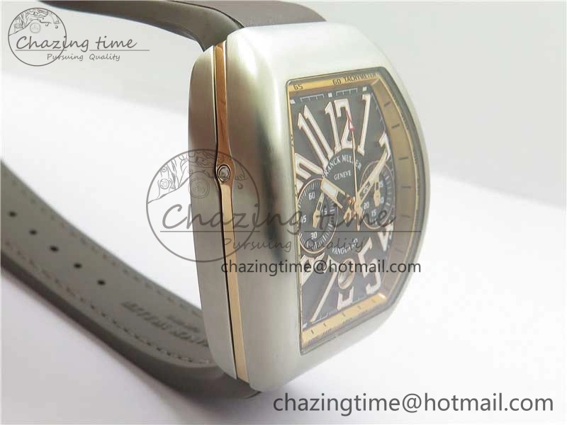 Vanguard V45 Chrono Brushed SS RG ABF Best Edition Gray Dial on Gummy Strap A7750
