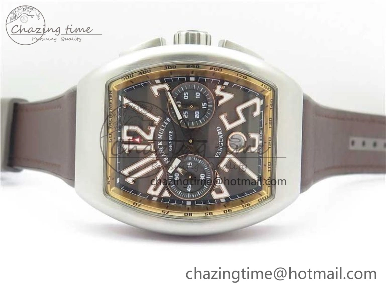 Vanguard V45 Chrono Brushed SS RG ABF Best Edition Gray Dial on Gummy Strap A7750