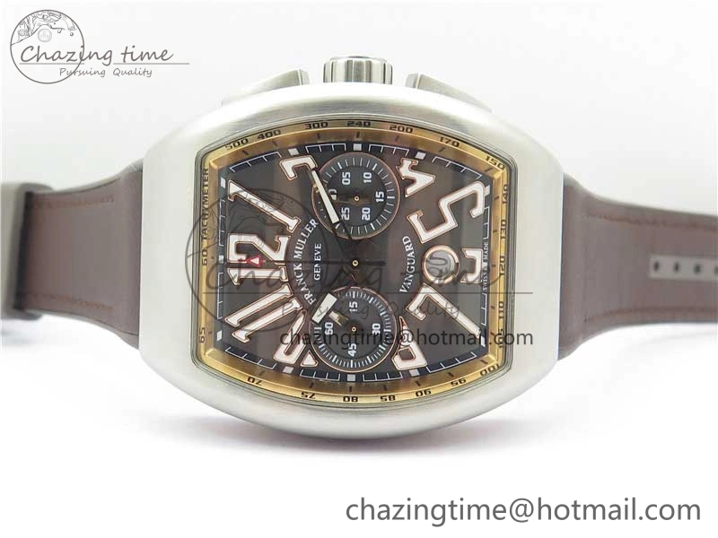 Vanguard V45 Chrono Brushed SS RG ABF Best Edition Gray Dial on Gummy Strap A7750
