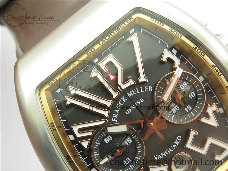 Vanguard V45 Chrono Brushed SS RG ABF Best Edition Gray Dial on Gummy Strap A7750