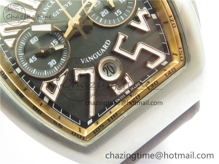 Vanguard V45 Chrono Brushed SS RG ABF Best Edition Gray Dial on Gummy Strap A7750