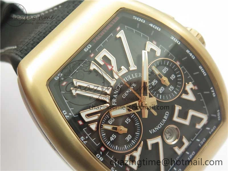 Vanguard V45 Chrono RG ABF Best Edition Black Dial on Rubber Strap A7750