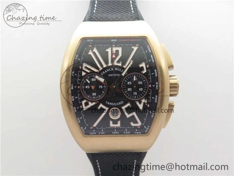 Vanguard V45 Chrono RG ABF Best Edition Black Dial on Rubber Strap A7750