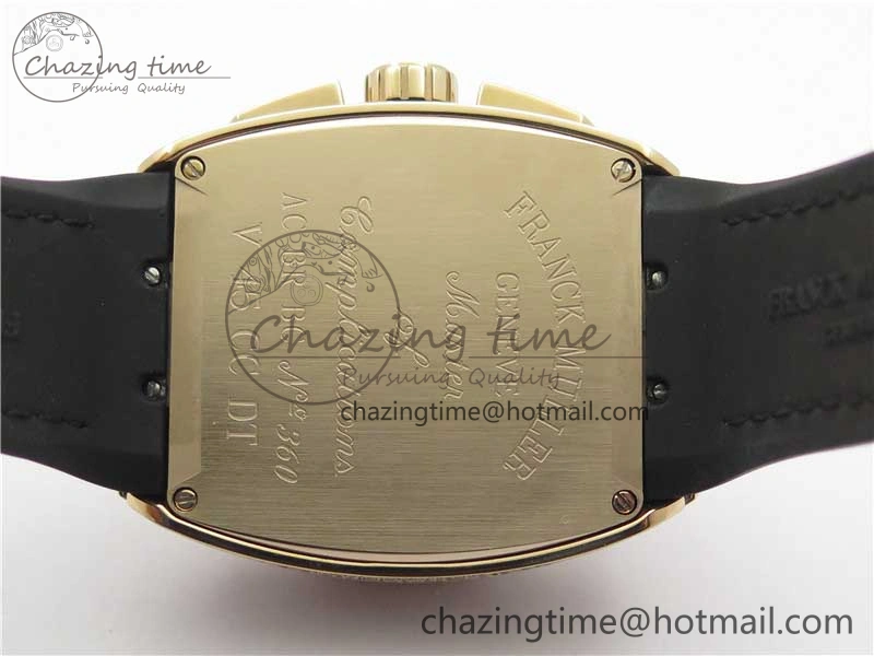 Vanguard V45 Chrono RG Pave Crystals Gold Inner Bezel ABF Best Edition Black Dial on Leather Strap A7750