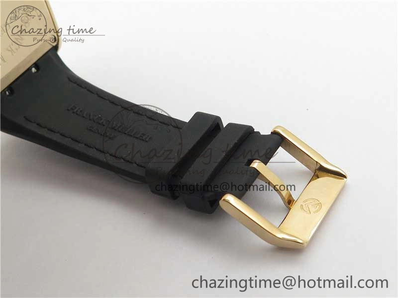 Vanguard V45 Chrono RG Pave Crystals Gold Inner Bezel ABF Best Edition Black Dial on Leather Strap A7750
