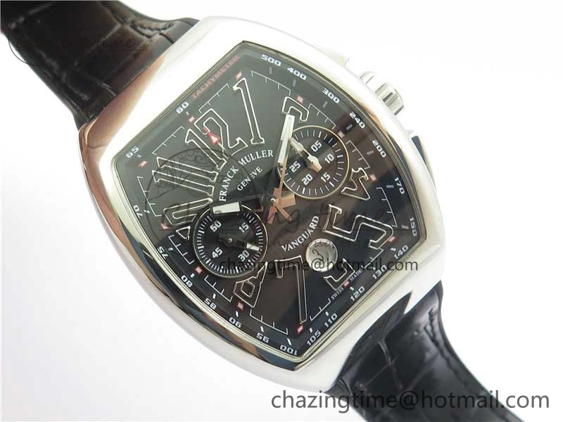 Vanguard V45 Chrono SS ABF Best Edition Black Dial Black Markers on Leather Strap A7750