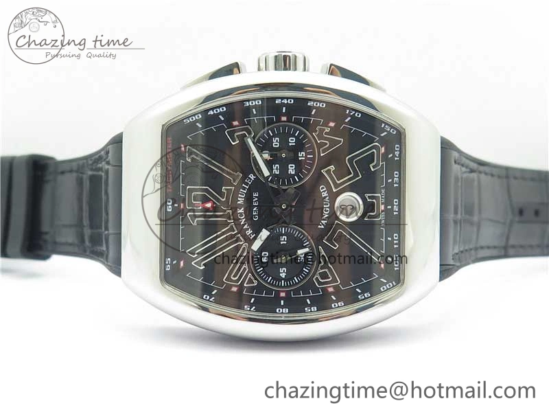 Vanguard V45 Chrono SS ABF Best Edition Black Dial Black Markers on Leather Strap A7750