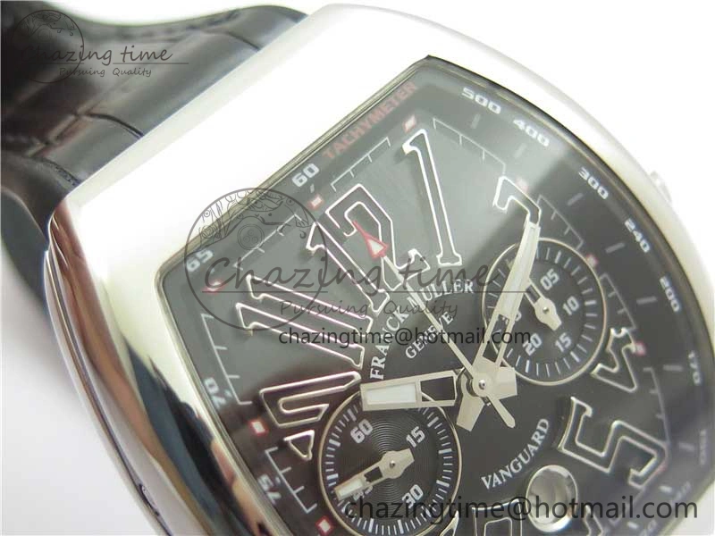 Vanguard V45 Chrono SS ABF Best Edition Black Dial Black Markers on Leather Strap A7750