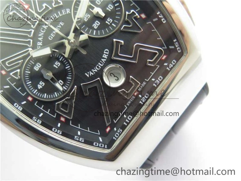Vanguard V45 Chrono SS ABF Best Edition Black Dial Black Markers on Leather Strap A7750