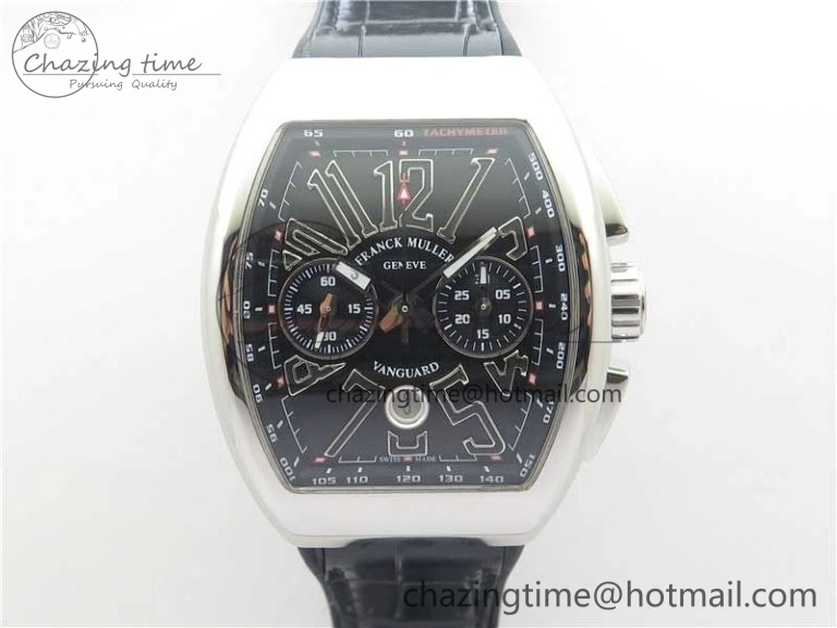 Vanguard V45 Chrono SS ABF Best Edition Black Dial Black Markers on Leather Strap A7750