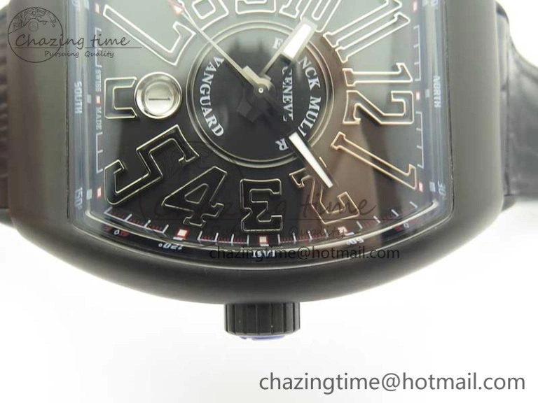 Vanguard V45 PVD Titanium TF 1:1 Best Edition Black Dial on Black Gummy Strap Black Stich A2892