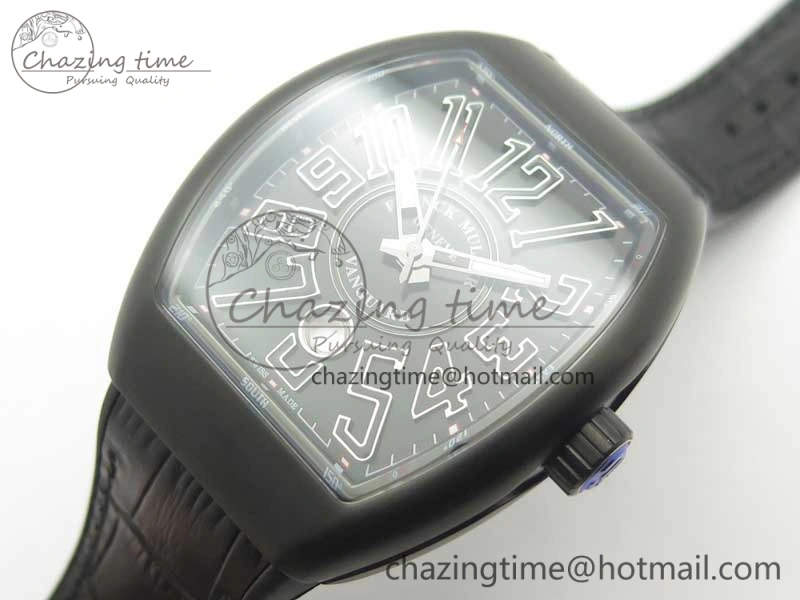 Vanguard V45 PVD Titanium TF 1:1 Best Edition Black Dial on Black Gummy Strap Black Stich A2892