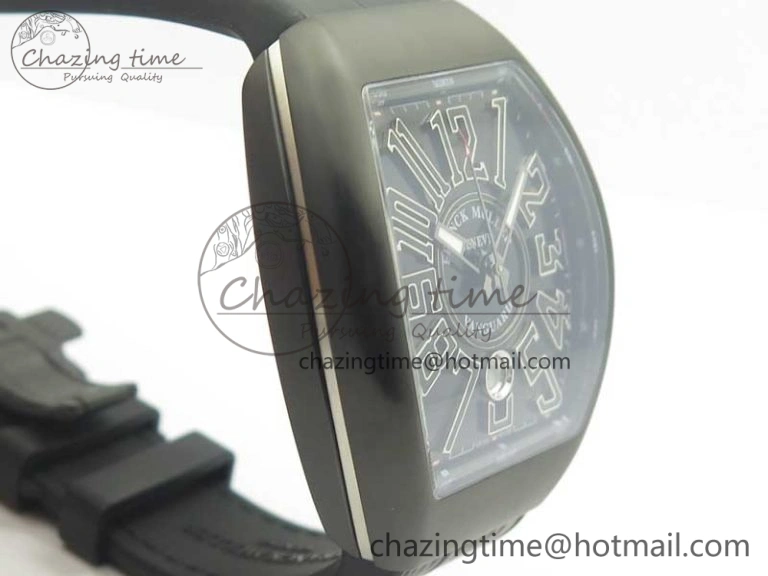 Vanguard V45 PVD Titanium TF 1:1 Best Edition Black Dial on Black Gummy Strap Black Stich A2892