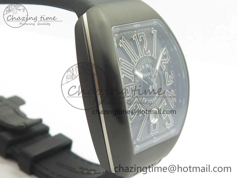 Vanguard V45 PVD Titanium TF 1:1 Best Edition Black Dial on Black Gummy Strap Black Stich A2892