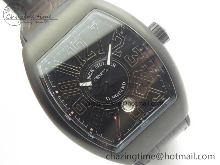 Vanguard V45 PVD Titanium TF 1:1 Best Edition Black Dial on Black Gummy Strap Black Stich A2892
