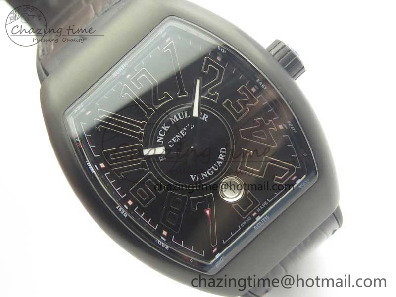 Vanguard V45 PVD Titanium TF 1:1 Best Edition Black Dial on Black Gummy Strap Black Stich A2892