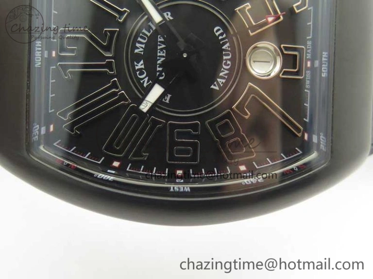 Vanguard V45 PVD Titanium TF 1:1 Best Edition Black Dial on Black Gummy Strap Black Stich A2892