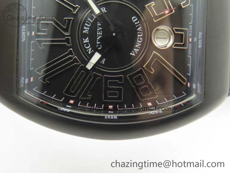 Vanguard V45 PVD Titanium TF 1:1 Best Edition Black Dial on Black Gummy Strap Black Stich A2892