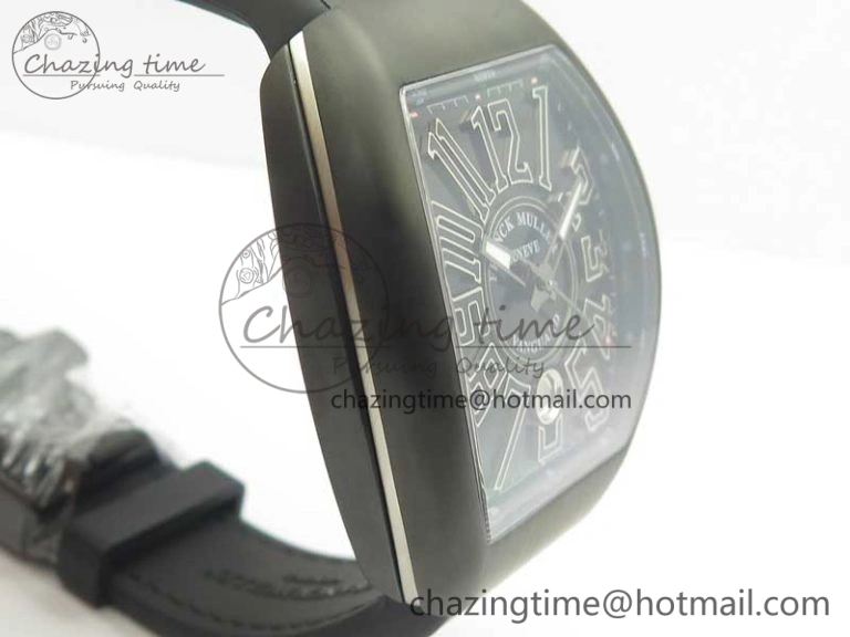 Vanguard V45 PVD Titanium TF 1:1 Best Edition Black Dial on Black Gummy Strap White Stich A2892