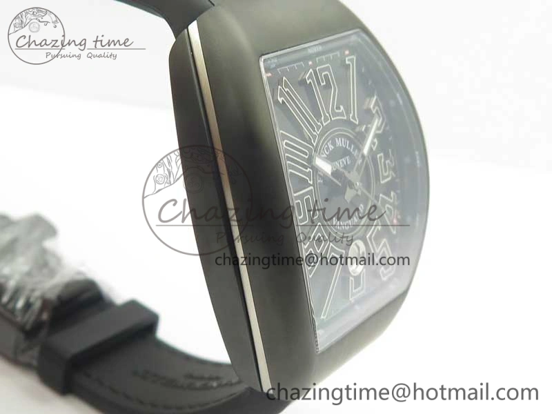 Vanguard V45 PVD Titanium TF 1:1 Best Edition Black Dial on Black Gummy Strap White Stich A2892