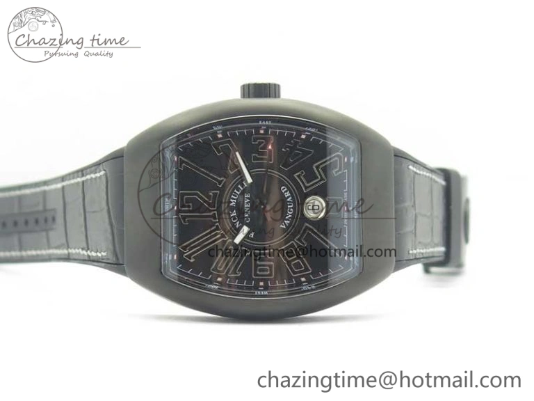 Vanguard V45 PVD Titanium TF 1:1 Best Edition Black Dial on Black Gummy Strap White Stich A2892