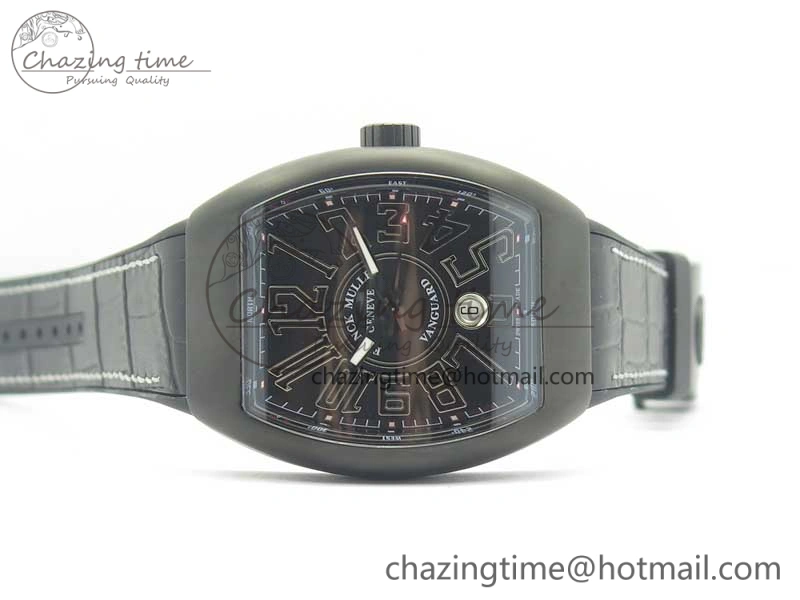 Vanguard V45 PVD Titanium TF 1:1 Best Edition Black Dial on Black Gummy Strap White Stich A2892