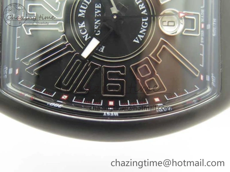 Vanguard V45 PVD Titanium TF 1:1 Best Edition Black Dial on Black Gummy Strap White Stich A2892