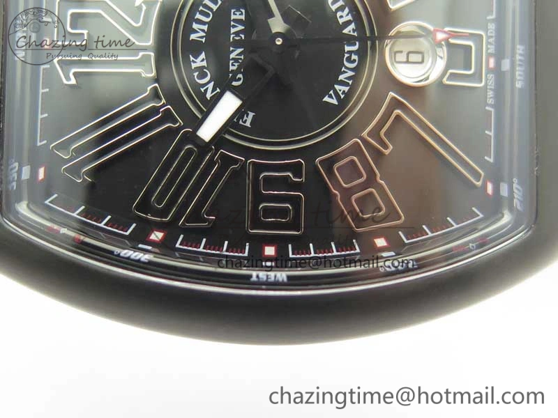 Vanguard V45 PVD Titanium TF 1:1 Best Edition Black Dial on Black Gummy Strap White Stich A2892