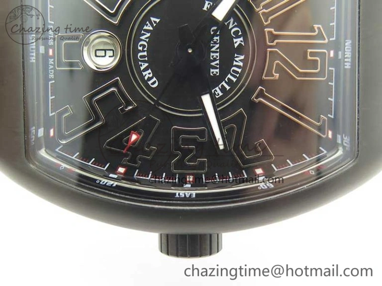 Vanguard V45 PVD Titanium TF 1:1 Best Edition Black Dial on Black Gummy Strap White Stich A2892